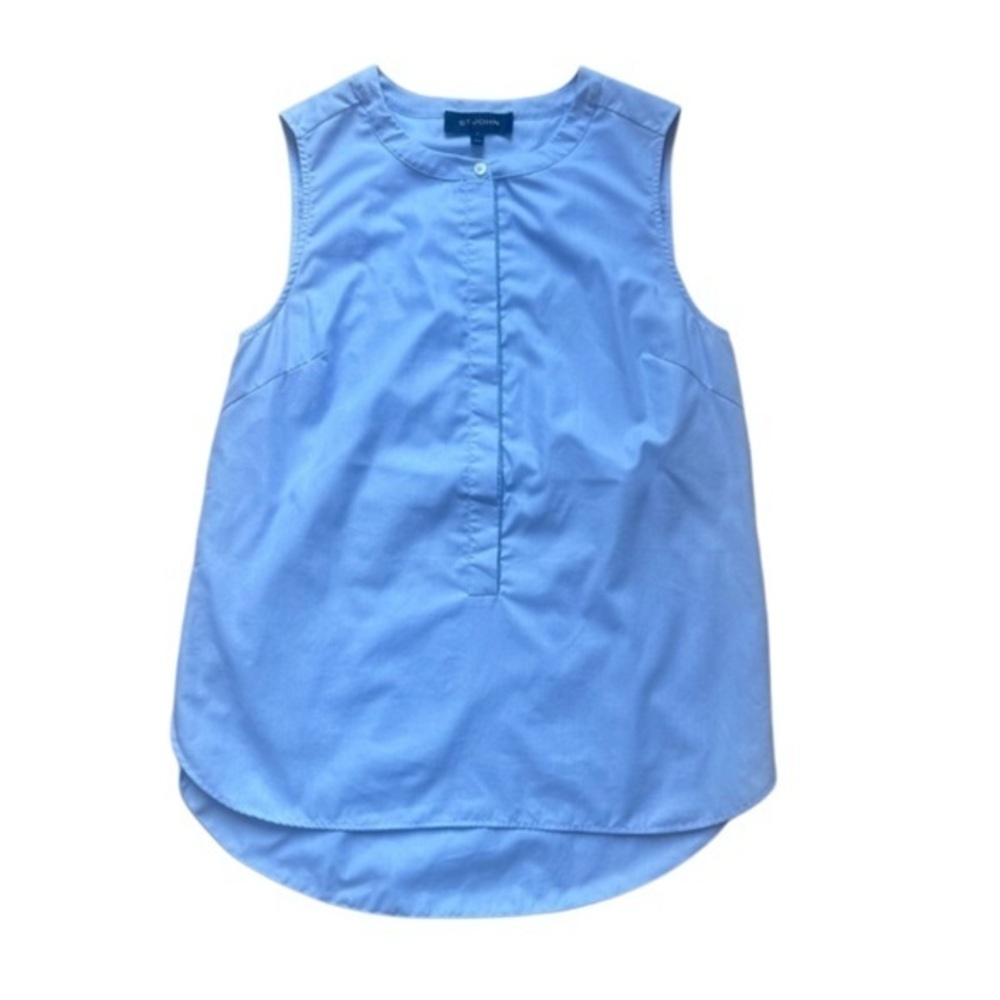 St. John Light Blue Blouse with Silver Details